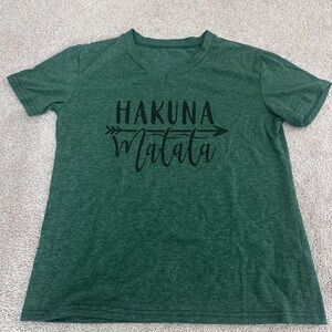 Hakuna Matata Green Cotton Blend Top size small